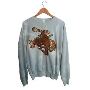 Bella + Canvas Fleece Sweatshirt – Size Medium – Sequin Bronco Rider Graphic
